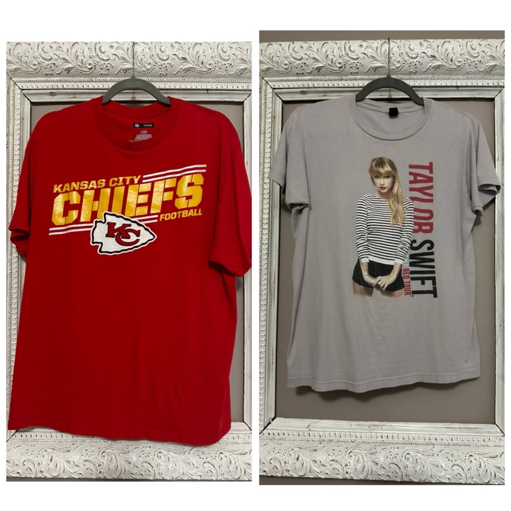 💞Taylor & Travis bundle 💞 Kansas City Chiefs and Taylor Swift Red tour tees!